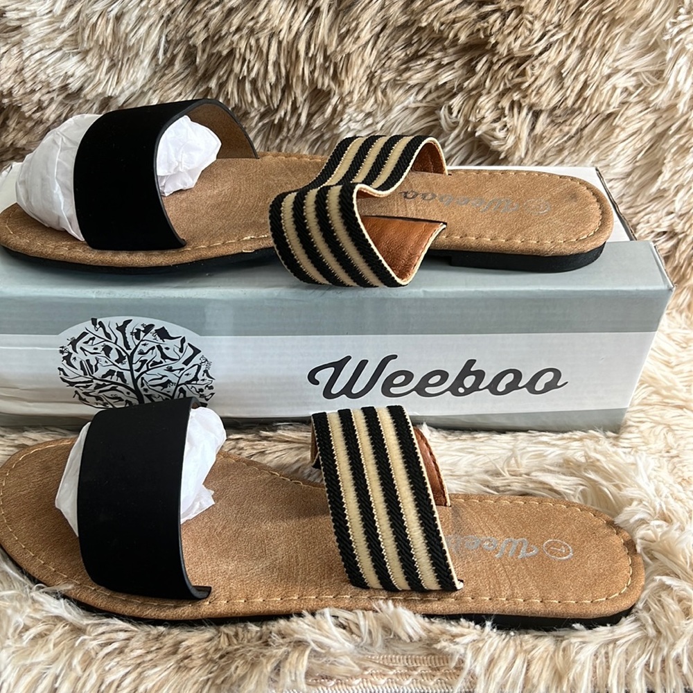 Weeboo Lynda-2 Black Mix Sandal Sz 7 New in Box